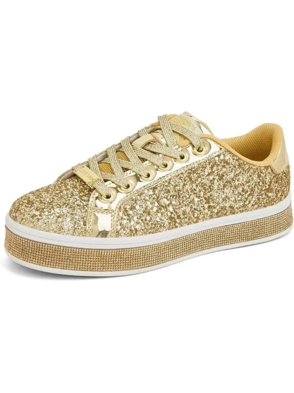 Women's Gold Platform Glitter  Sneakers | Sparkly Bling Shiny Dressy